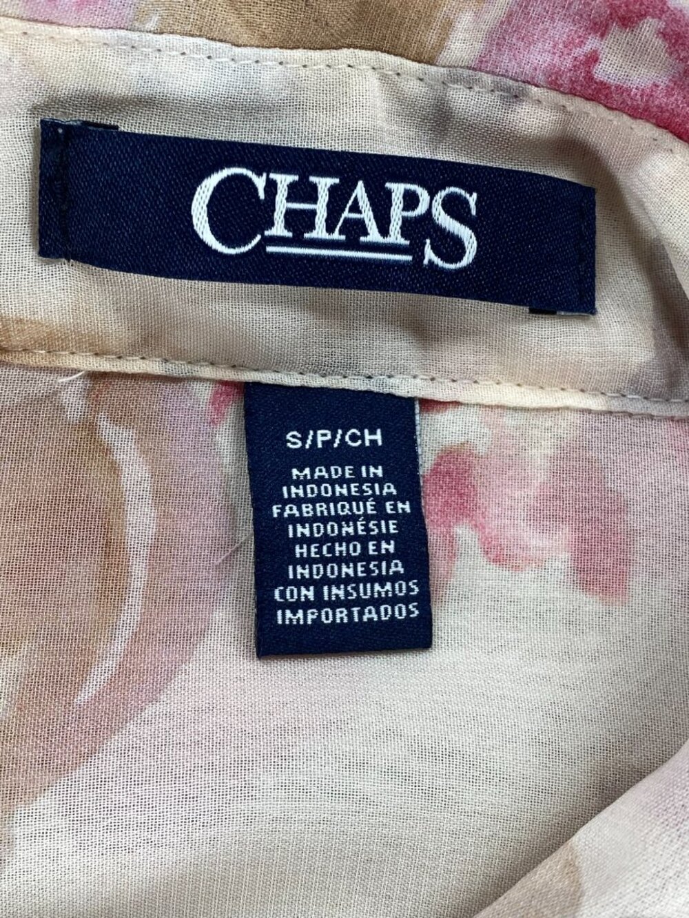 Chaps Button Up Blouse Top Women's Small Multicolor Floral Pleated Back - Picture 5 of 11